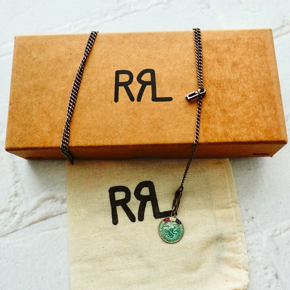 RRL Sterling Silver Saint Christopher Medal Vintage Enamel WW2 J Hook Chain - Picture 7 of 9